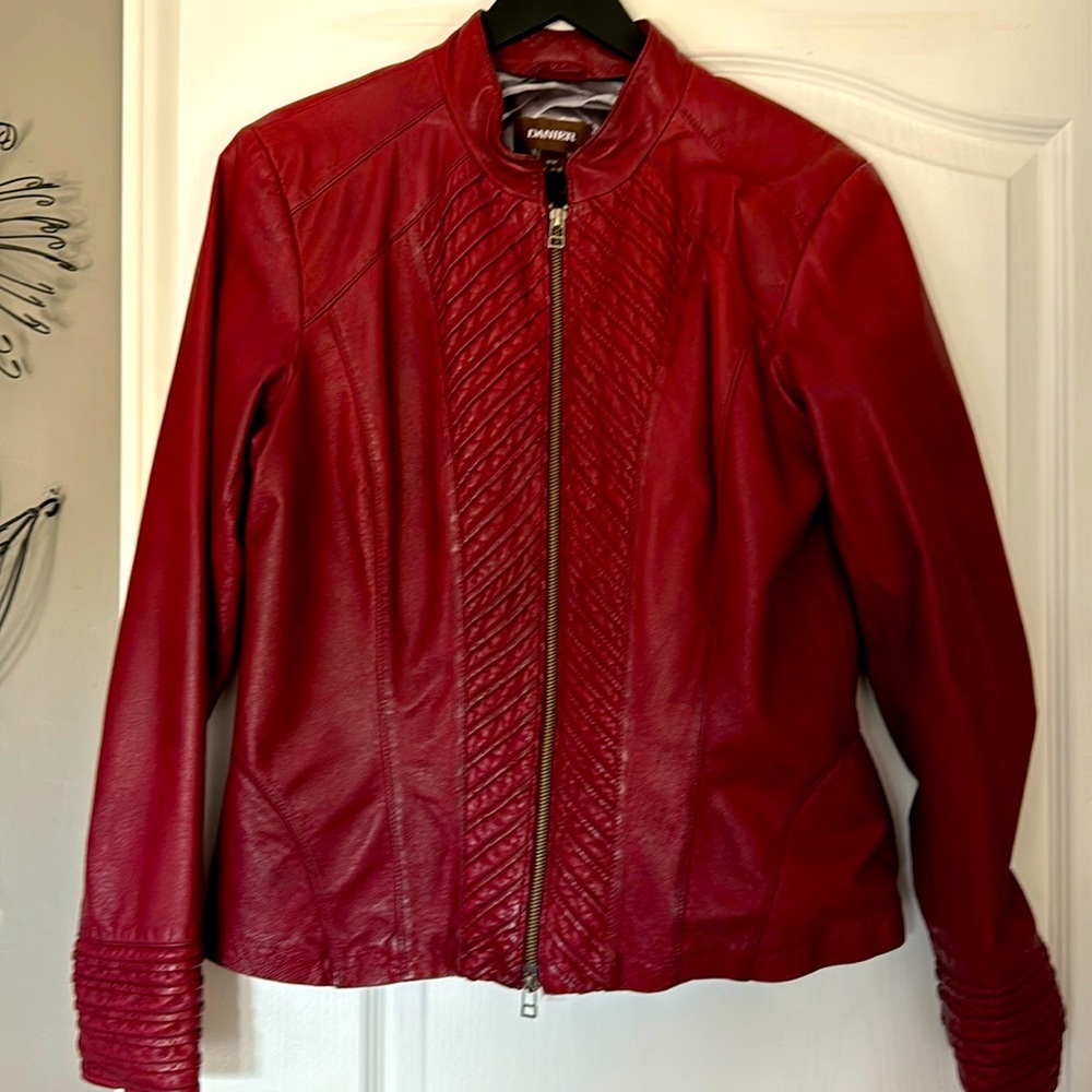 Red leather Daniel short jacket